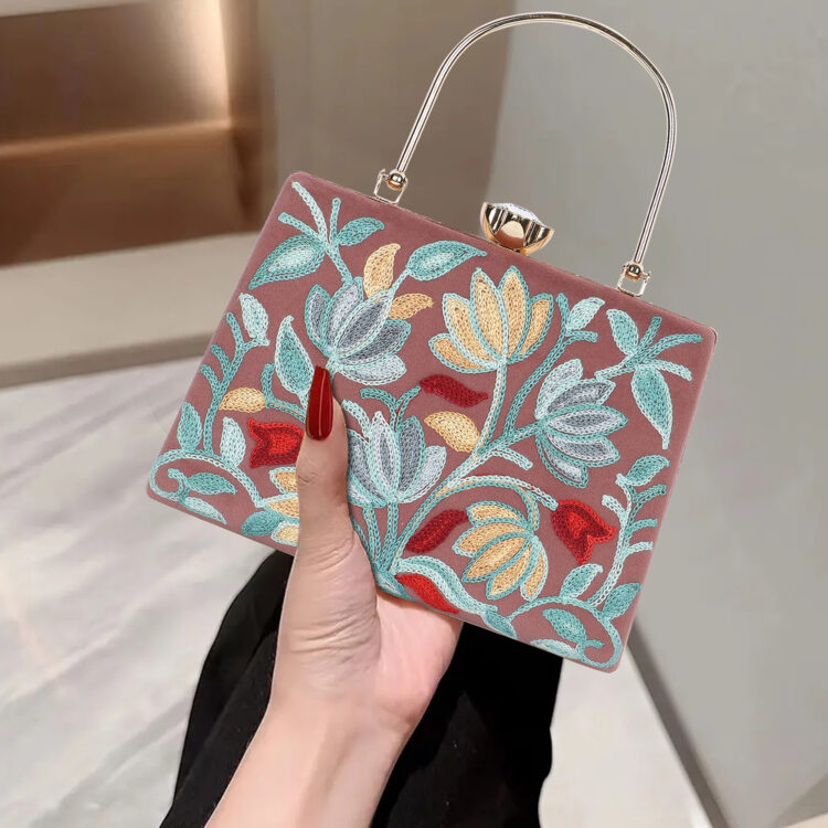 Floral Embroidery Wedding/Party Bridal Clutch - Image 9